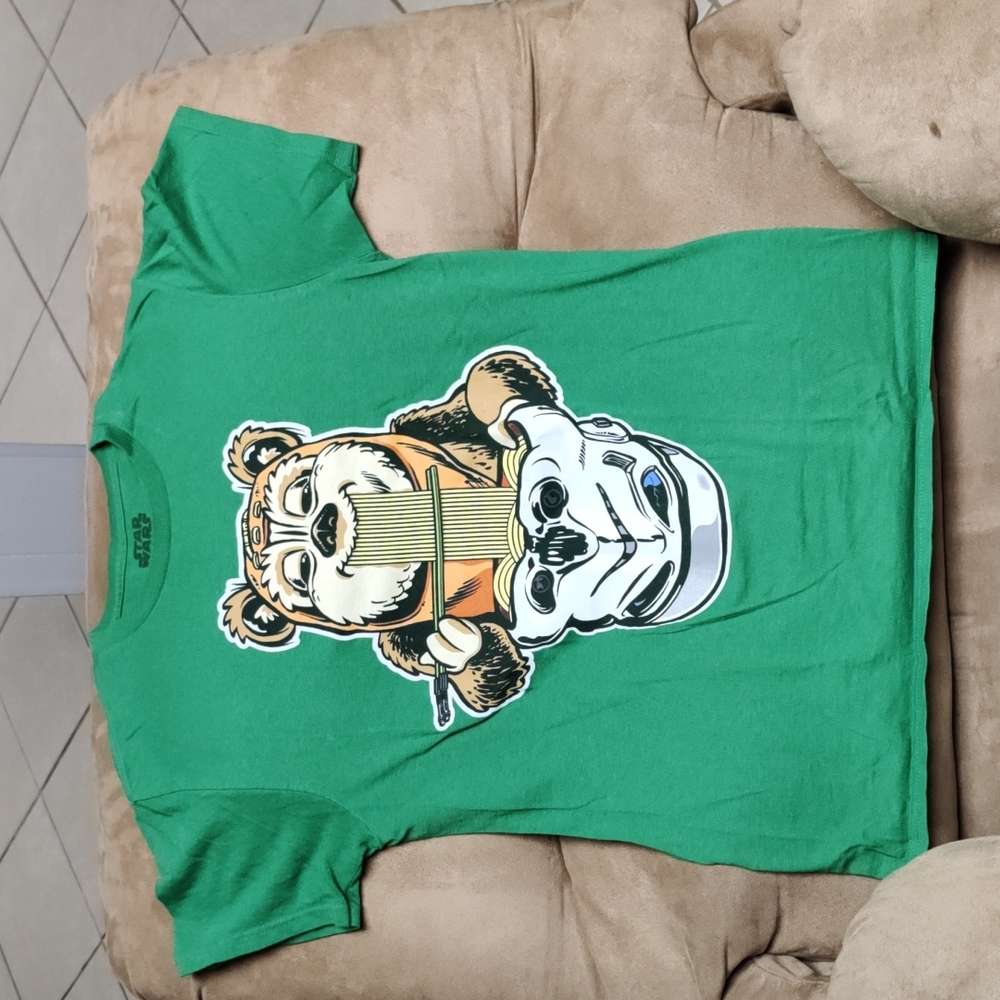 COPY - COPY - Used star wars t-shirt size small. Ewok eating ramen Stormtrooper…